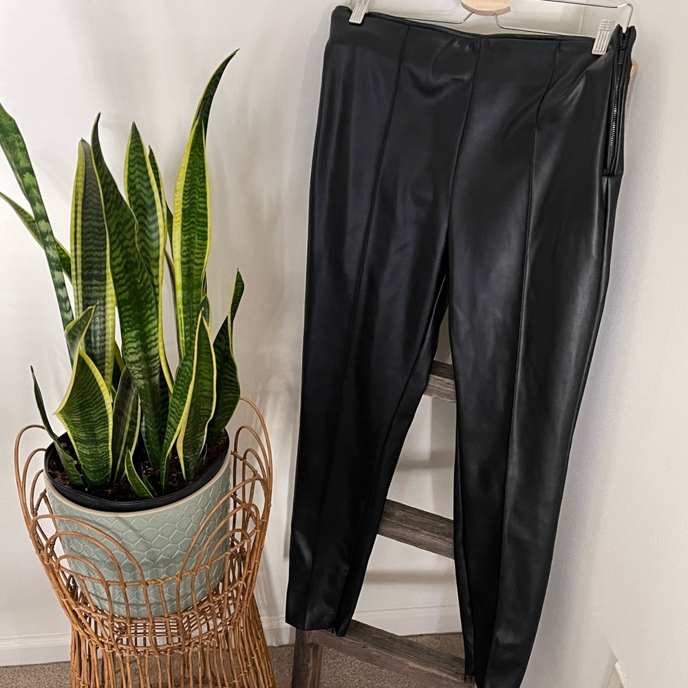 Zara Faux Leather slim high rise pants